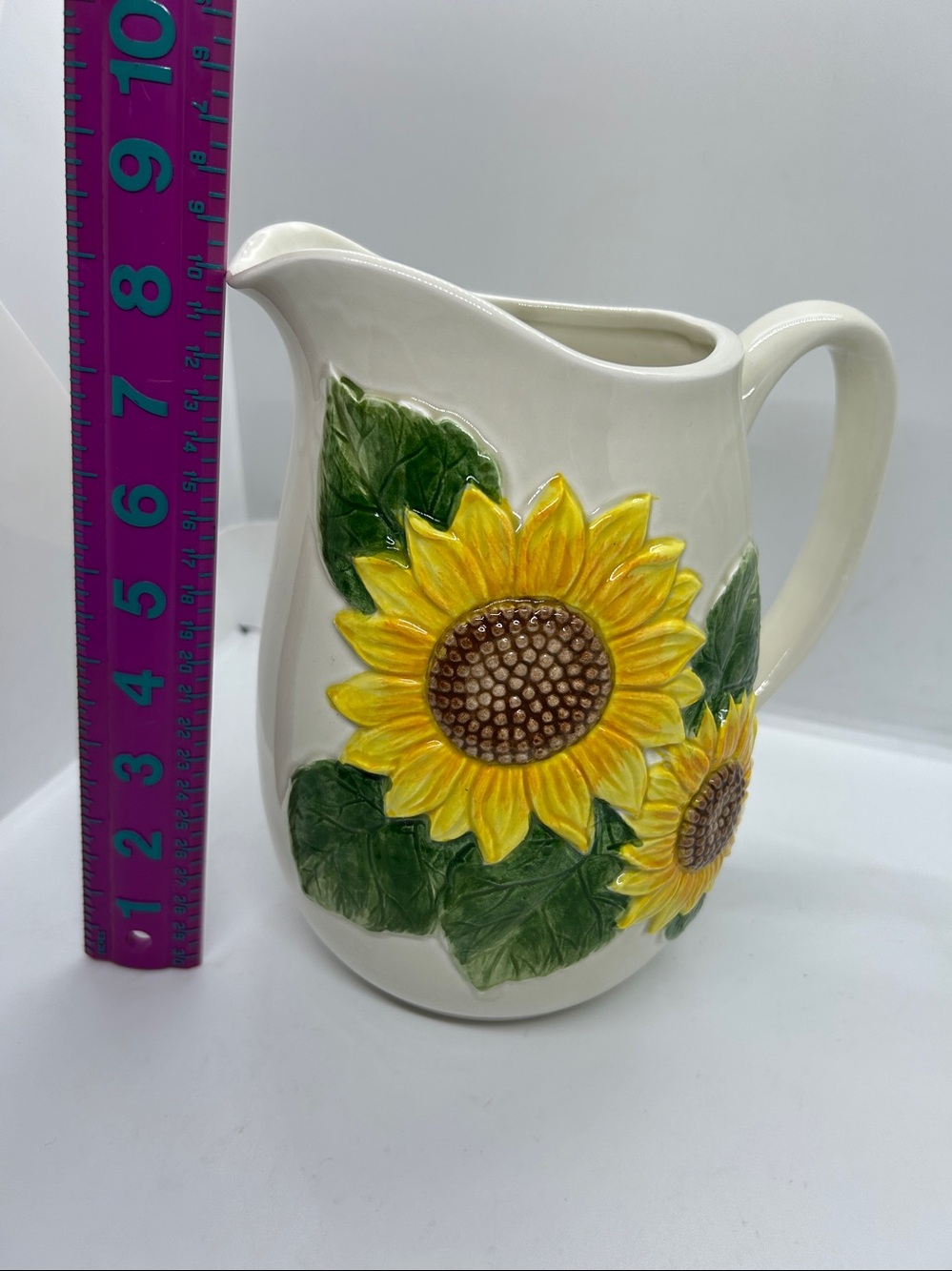 Vintage Otagiri Sunflower Pitcher Juice 8”inch. Creative Collection 2.5 Qrt. - Picture 7 of 8